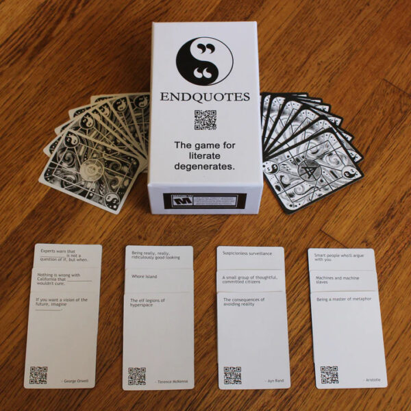 EndQuotes Card Game Box and Cards